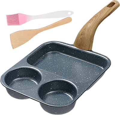 Oven Friteuse Pan - Ontbijt Apparaat - Meerdere Gerechten Koken - Gedeeld Oppervlak - 39 x 19 cm - Zwart