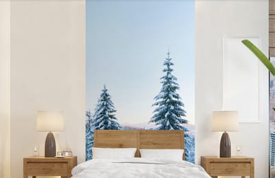 Behang - Fotobehang Winter - Sneeuw - Bomen - Breedte 120 cm x hoogte 240 cm