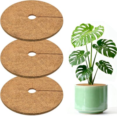 3-stuks Kokosvezel beschermring - Kokosschijf - Plantenbeschermingspad - Onkruidbestrijdingspad - kokosvezel - Vochtregulerend - Esthetisch aantrekkelijk - 30 × 30 × 1 cm - Geschikt voor binnen- En buitenbomen, planten, bloemen, enz - Bruin