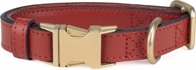 Luxe Halsband voor Honden - Echt Leer / Leder Reflecterend Verstelbaar 29 Cm-42 Cm x 2,5 Cm-Rood