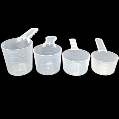 Dailygoods- Maatlepels Set van 4 - Maatlepel 100 ml - Maatlepel 70 ml - Maatlepel 50 ml - Maatlepel 40 ml - Hoogwaardig PP-materiaal - Afmetinglepel