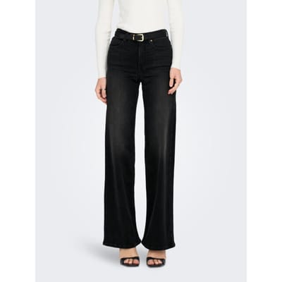 Only zwarte dames jeans   High waist   Madison   Wide leg fit   5-Pocket zakken   Knoop- en ritssluiting   Duurzaam   High waist Zwart XS/30