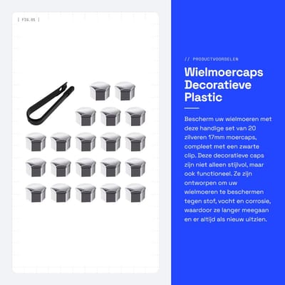 Dailygoods- Wielmoerkappen 17 mm - 20 Stuks - Zilveren Plastic - Inclusief Clip - Corrosiebestendig - Duurzaam Materiaal - Wielmoerkap