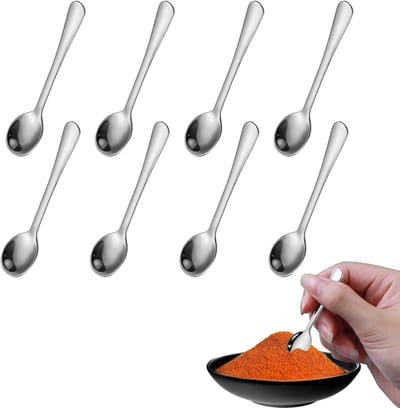 Solidchoice - Set van 8 Mini Espresssolepels van Roestvrij Staal, 7,5 cm