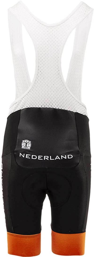 BIORACER KNWU - Fietsbroek Zomer - Kinderen - Zwart - Ademend - Mesh Bretellen - Maat 128