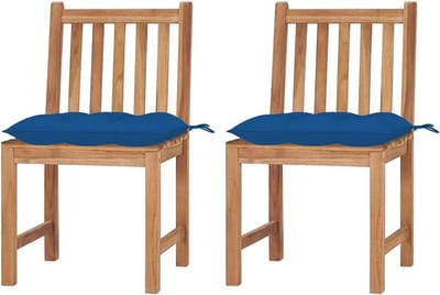 Tuinstoelen met kussens - Loungestoelen buiten - Genieten van de zon - Massief teakhout - 2 stuks - Blauw