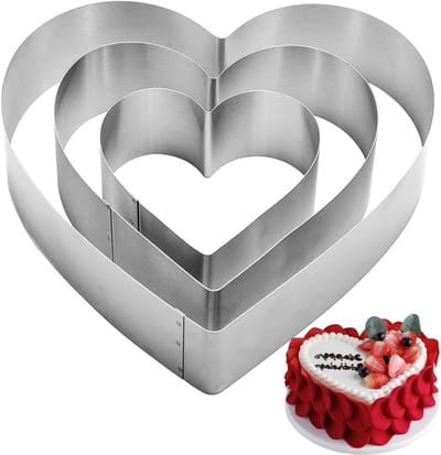 Set van 3 Hartvormige Uitsteekvormen van RVS, 10 cm, Voor Koekjes, Taarten en Gebak, Perfect voor Bakken en Feestdagen
