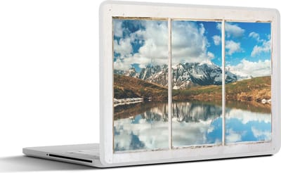 Laptop sticker - 17.3 inch - Doorkijk - Bergen - Water - 40x30cm - Laptopstickers - Laptop skin - Cover