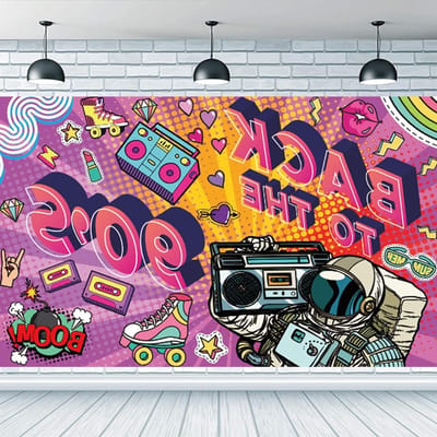 Grote Banner voor 90s Feestdecoratie, Retro 90s Versiering, Kleurrijke Binnenhuisdecoratie voor Themafeesten (180 * 110cm)
