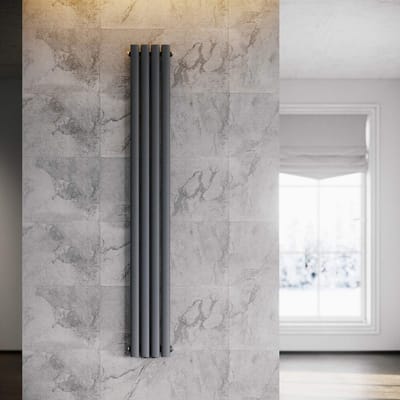 Verticale Radiator - Paneelverwarming Design - Ruimte Verwarmen - Enkellaags Plat - 180x23cm - Antraciet