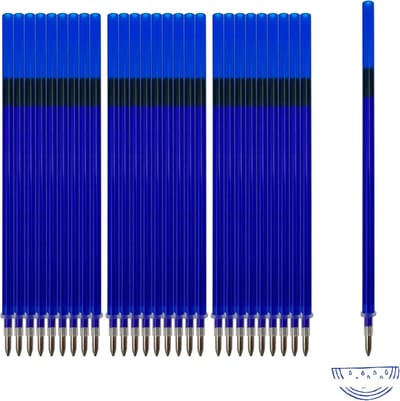 28 Erase Refills voor Schrijven, Schoon Uitwisbaar, Zachte Punt, 0.5 mm, 13 cm Hoog, Blauw, 28 Stuks