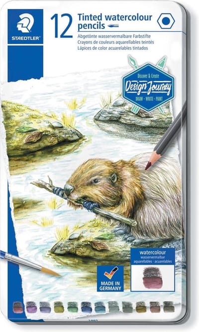 STAEDTLER aquarel potlood, metalen doos met 12 kleuren