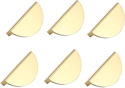 Dailygoods- Kasthandgrepen Set van 6 - Gouden Halve Maan - Aluminium - Modern - Roestvrij - Geschikt voor Keuken/Slaapkamer/Kantoor - Meubelknoppen