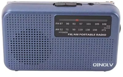 QINGLV - Kleine Radio op Batterijen - AM/FM - Kleur: Blauw - Perfect voor Noodpakket - Werkt op AA-batterijen - Draagbare Noodradio voor Rampen