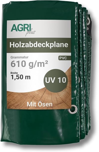 Houten Afdekzeil - Houtfolie Zeil - Hout Beschermen - Versterkte Rand Ogen - 15 x 20 Meter - Groen