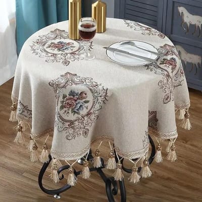 1 stuks Europese Stijl Bloemen Kwast Tafelkleed Rechthoekig Rond Verdikken Chenille Tafelkleed Ronde Eettafels Koffie Doek Handdoek 140cm  round