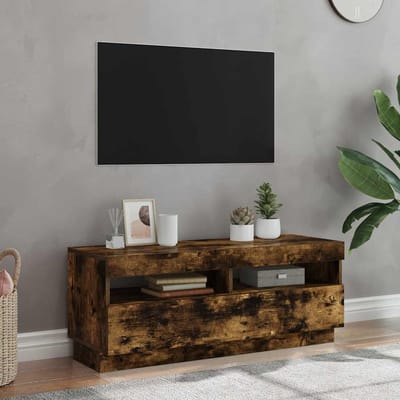vidaXL - Tv-meubel - met - LED-verlichting - 100x35x40 - cm - gerookt - eikenkleurig