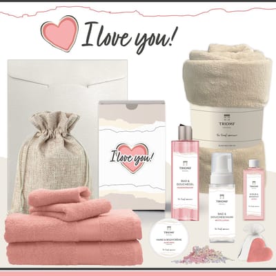 Geschenkset “I Love You!” - 11 producten - 1660 gram | Triomf Original - Giftset voor haar Cadeau Valentijnsdag Luxe wellness cadeaubox Vrouw Ik hou van jou Cadeaupakket Kerst Geschenk Pakket Moeder Verjaardag Gift Set Valentijn Vriendin Roze Crème