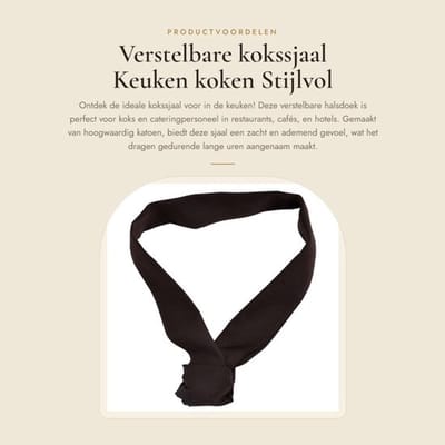 Kokssjaal Verstelbaar - Halsdoek Dames/Heren - Katoen Ademend - Stijlvol Design - Wasmachinebestendig - Afmetingen 91 x 9 cm