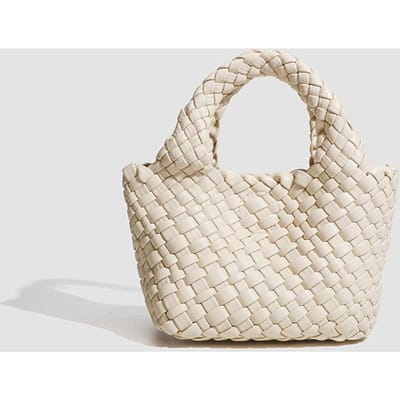 Niche Ontwerp Veelzijdige Handgeweven Moedertas Één Schouder Diagonale Emmer Koolmand Dagelijkse Mini Handtas beige