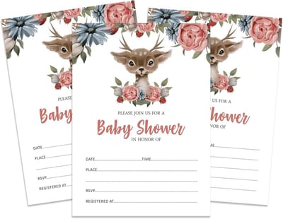 30 Baby Shower Uitnodigingen Dieren Jungle Thema Blanco Kaartjes