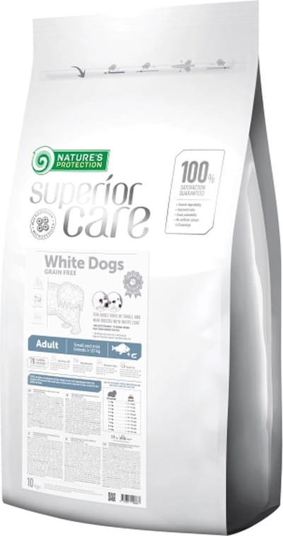 Nature's Protection Superior Care White Dogs Grain Free Adult Small Bia?oryba - dry dog food - 10 kg
