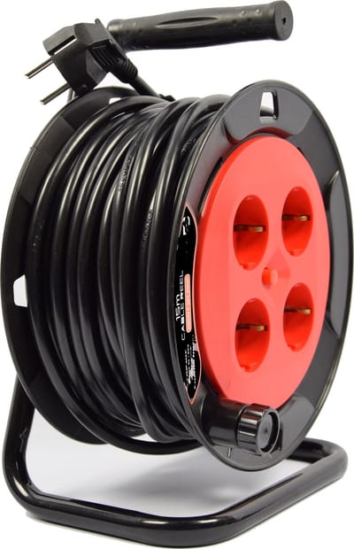 Kabelbox verlengsnoer kabelhaspel kabel verleng haspel met 4 geaarde stopcontacten 15 meter - Kabelhaspel - haspel - haspel 15 meter - kabelhaspel 250 volt | 2200 watt