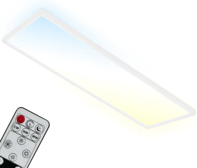 Briloner - LED paneel CCT, LED plafondlamp tegenlicht, ultraplat, dimbaar, afstandsbediening, warm wit, neutraal wit, koel wit, 580x200x30mm (LxBxH)