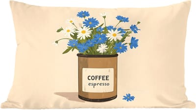 Sierkussens - Kussentjes Woonkamer - 60x40 cm - Coffee - Blik - Minimalistisch - Bloemen