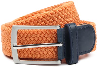 Suitable Geweven Riem Oranje - Maat 105 - Dames en Heren - Elastisch gevlochten stretch riem - 3,5cm breed - Riem gevlochten