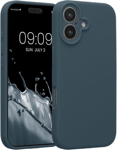 kwmobile telefoonhoesje geschikt voor Apple iPhone 17 - TPU backcover met siliconen coating - Smartphone case in leisteen