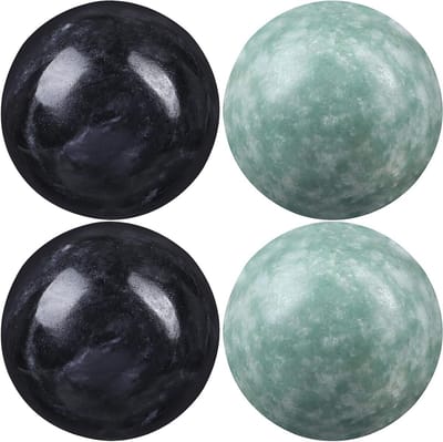 Set van 10 Chinese Hand Chime Balls van 10 cm - Gezonde Massageballen voor Ontspanning en Oefening (Groen Zwart), 314 g, 1.0 Stuk