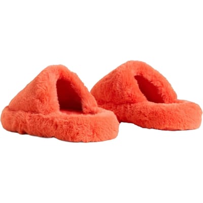 White Stuff Faux Fur Mule Slipper Mid Coral Maat: L | Slippers Outlet | Dames | Blauw