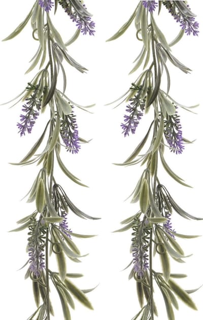 Lichtpaarse lavendel kunsttak - 2x - kunstplanten - slinger - 80 cm- Kunstplanten/kunsttakken