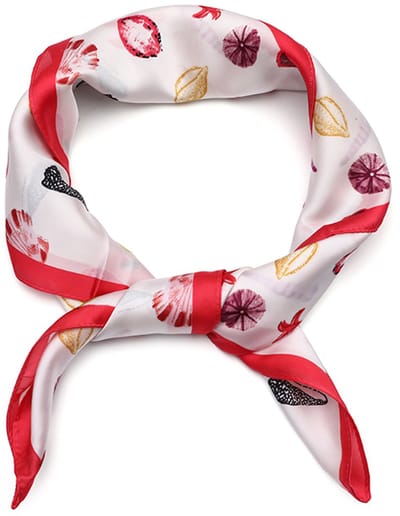 Vierkant Sjaaltje met Zomers All-Over Schelpen- en Zeesterrenmotief (70x70cm) - Roze