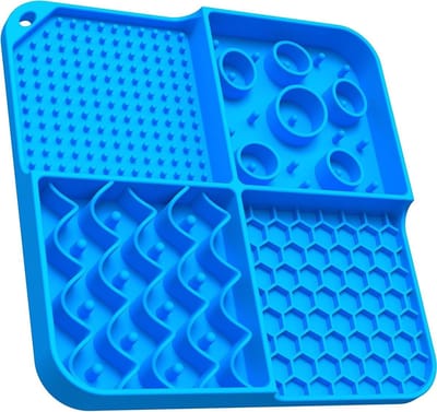 Famanu – Likmat voor honden - 1 stuk - likmat met zuignappen - BPA-vrij - vaatwasmachinebestendig - geschikt voor honden en katten - likpad voor training en verkoeling - blauw