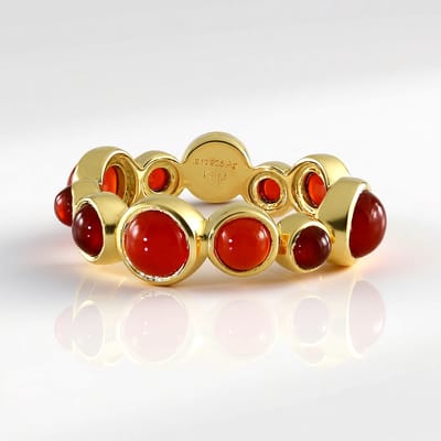 Cavill - Zilveren ring met gouden plating - 12 Indiase carneool ronde cabochon - 3,375 ct - Elegant, modern en opvallend dames sieraad