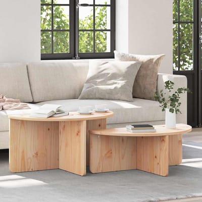 vidaXL - Salontafel - 2 - st - Naturel - 79 - x - 39,5 - x - 40 - cm - Massief - grenenhout