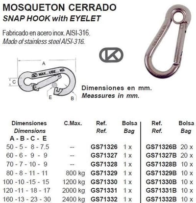 Snap haak met oog 6mm (GS71327)