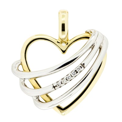 Orolino Anhänger 585 Gold zweifarbig Herz mit 5x Brillant 0,025ct.