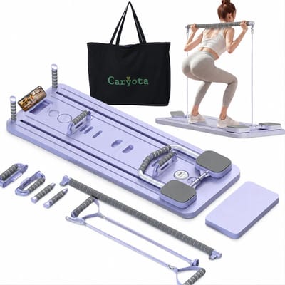 Caryota Pilates Board - Reformer Voor Thuis Workout - Inklapbare Buikspiertrainer - Telefoonhouder - Stopwatch - Inclusief Tas en Voorbeeldoefeningen