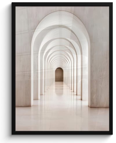 Poster in lijst - Fotolijst 60x80 cm - Posters - Hal - Bogen - Symmetrisch - Modern - Posterlijst zwart - Decoratie - Wanddecoratie woonkamer - Muurdecoratie slaapkamer