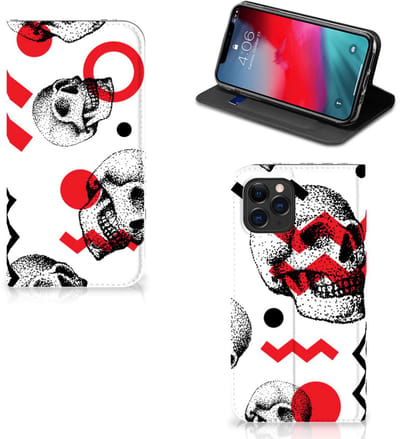 Mobiel BookCase Apple iPhone 11 Pro Skull Red