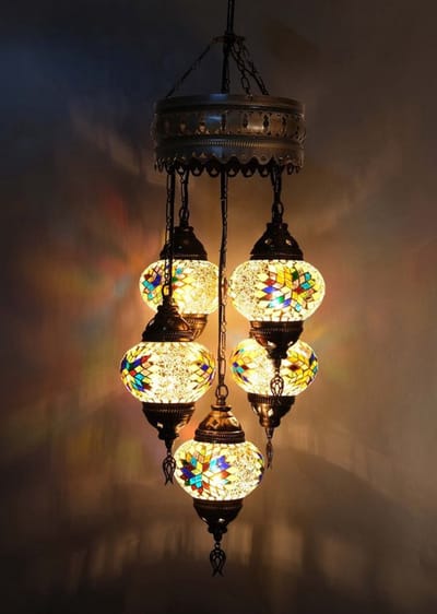 5 globe bollen Turkse hanglamp Oosterse kroonluchter mozaïek glas