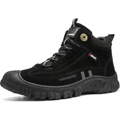 Man Herfst Winter Hoge Sneakers Heren Westerse Enkellaarzen Tooling Schoenen Motorlaarzen Retro Werk Kleding Oxfords 41 zwart