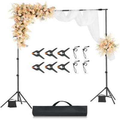 VEVOR Achtergrondstandaard Verstelbare Foto Achtergrondstandaard (Achtergronddoek: 260 x 300 cm), Draagbare Achtergrondstandaard met 2 Statieven, Schermstandaard voor Productfotografie Studiofotografie