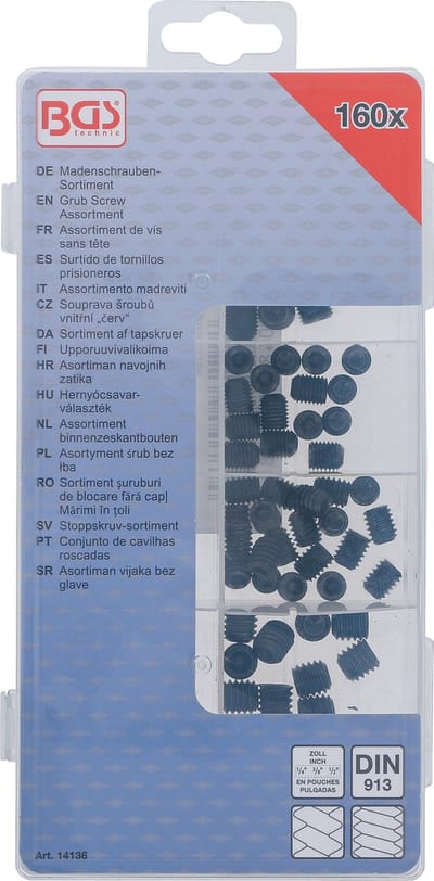 Assortiment inbusschroeven inch maten 160-delig, BGS 14136