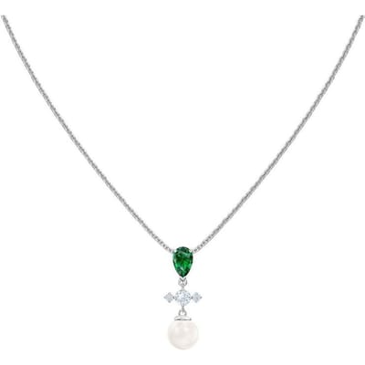 Collier Swarovski Série Croix Perle Cristal Vert Femme collier 5493103 Green gray