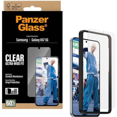 PanzerGlass Ultra-Wide Fit Anti-Bacterial Screenprotector incl. applicator voor de Samsung Galaxy A57 (5G)