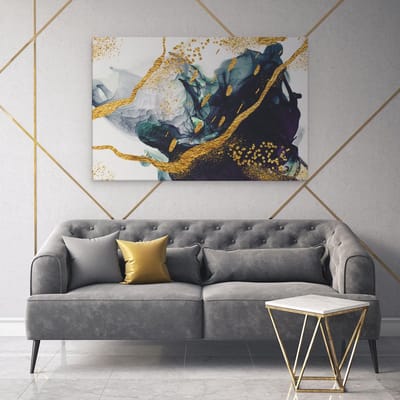 Artaza Canvas Schilderij Abstract - 120x80 cm - Groot - Wanddecoratie Goud - Muurdecoratie Woonkamer - Schilderijen Op Canvas